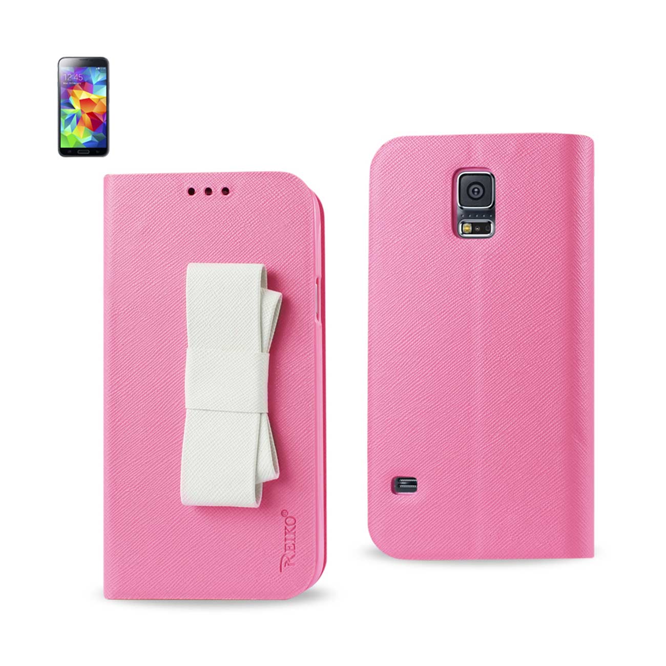 REIKO SAMSUNG GALAXY S5 FOLIO WALLET CASES-PINK WHITE (FC30-SAMS5PKWH)